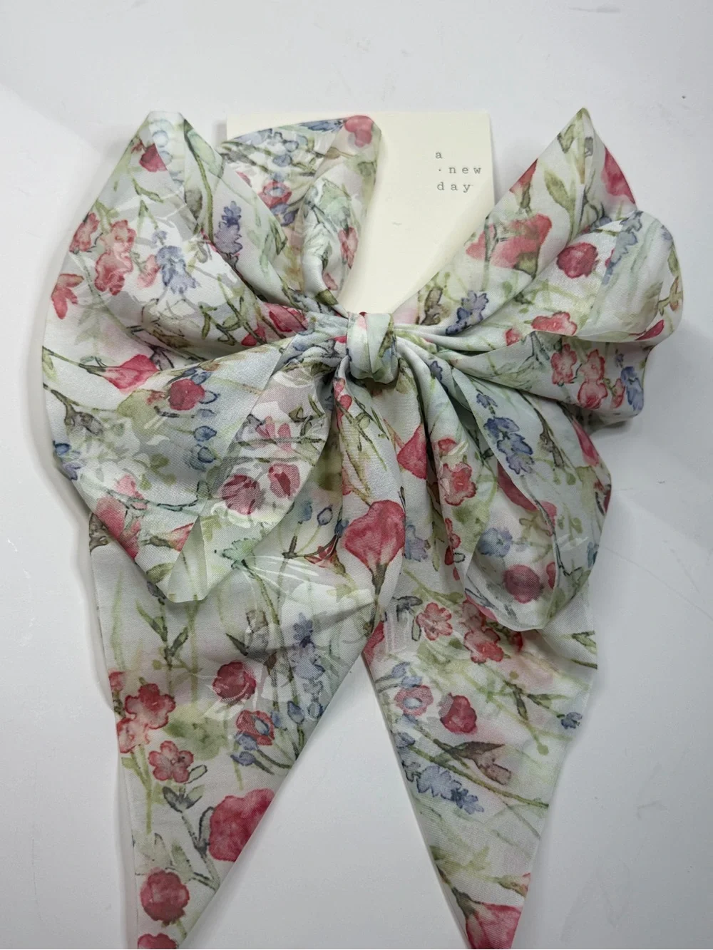 a new day Floral Bow Hair Scarf in Pink, Green & Blue
